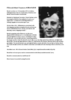 A preview of a PDF biography for Freestone, Ronald Albert